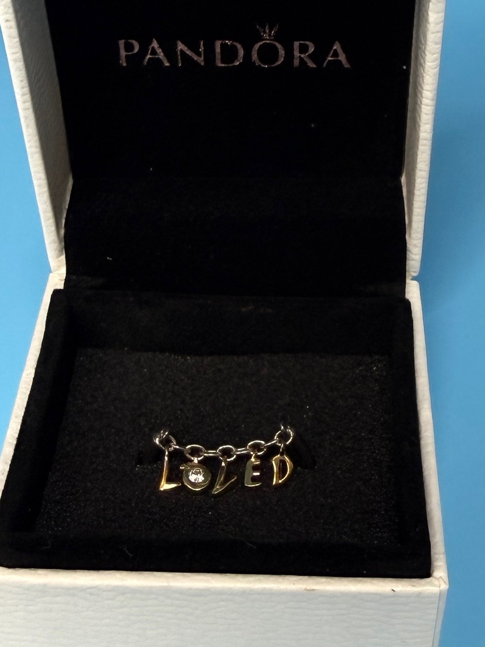 Authentic Pandora SHINE Collection”Loved” Script Ring Pandora Women’s